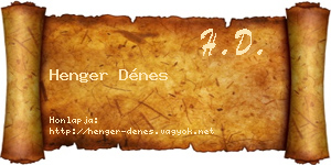 Henger Dénes névjegykártya